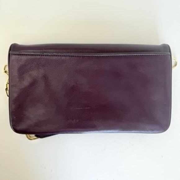 TORY BURCH Reva Shoulder Bag Wild Plum Purple Leather Chain Strap Logo Luxury - Picture 9 of 9